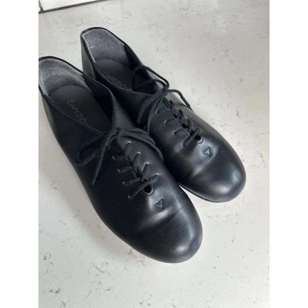 Vintage Capezio Men's 8 D Black Leather Lace Up Oxford Tap Dance Shoes
